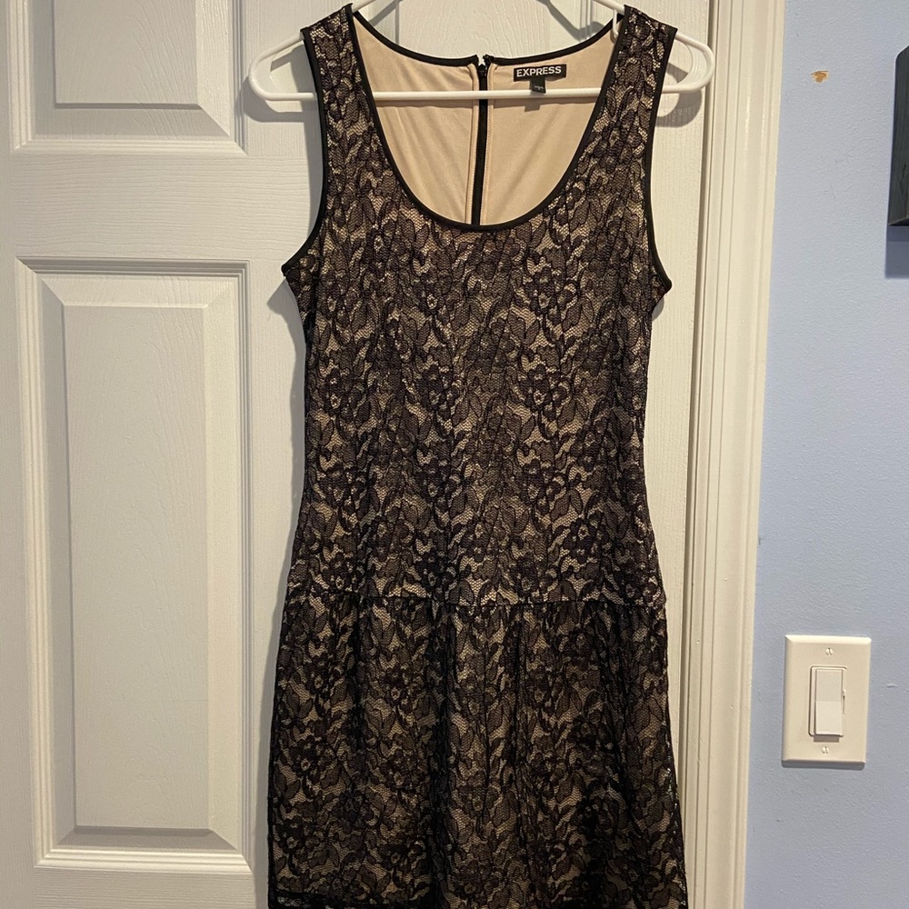 Express black lace midi dress